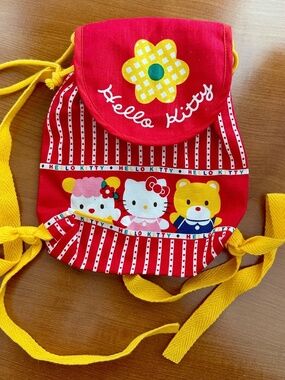 90s Vintage Hello Kitty Mini Backpack / Drawstring Bag Sanrio Original 1976/1996